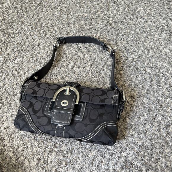 Coach 6280 Y2k Black Soho Signature Monogram Shoulder Bag 90s Small Vintage - Picture 2 of 16